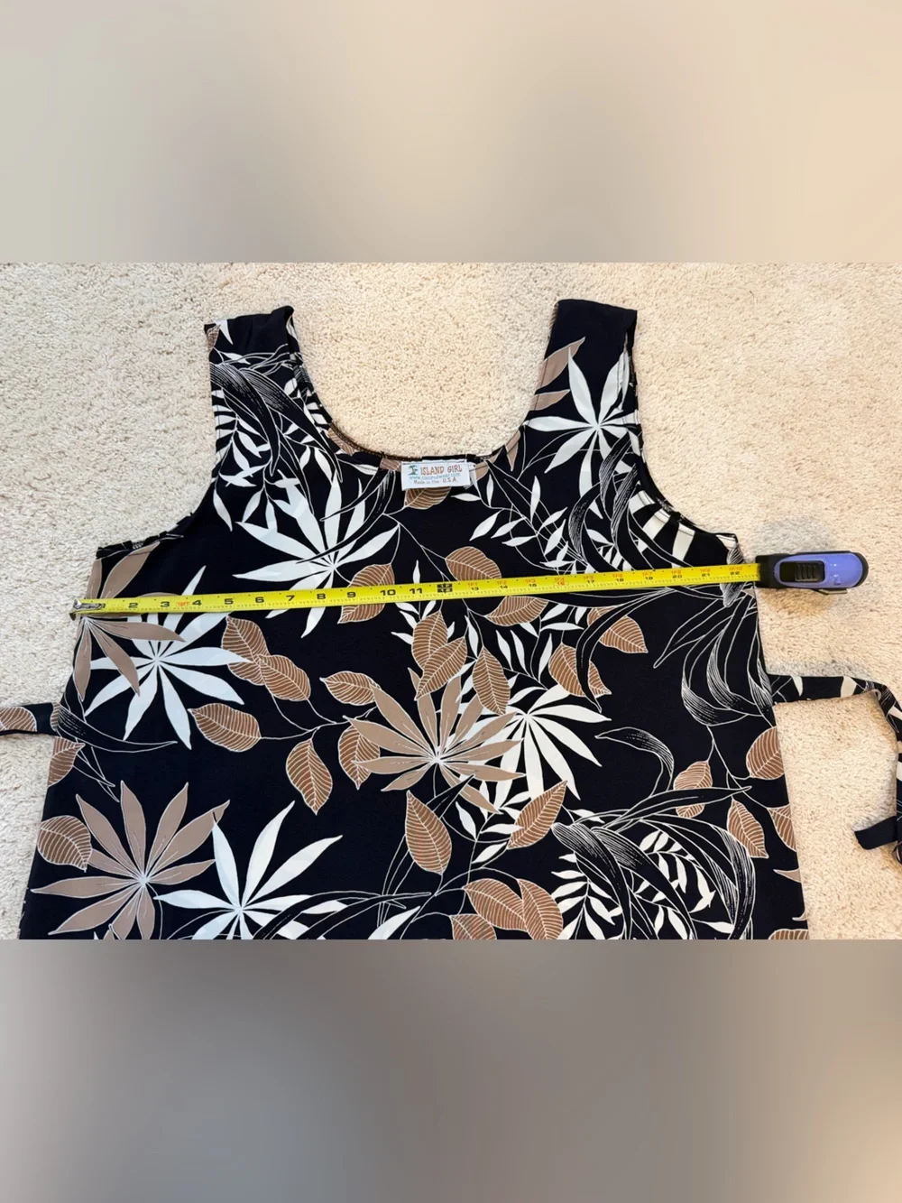 Island Girl Sleeveless Black & Tan Tropical Print Maxi Dress Size 1X